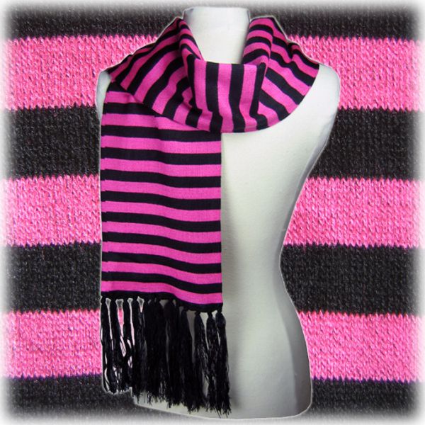 Pink & Black Striped Scarf : Shiva Experience